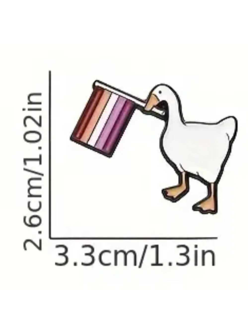 🌈Pin- White Duck with Lesbian Pride flag